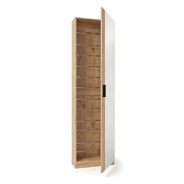 Zapatero alto de 1 puerta con espejo en alpine oak 180x50 cm Roma Alpine Oak
