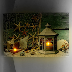 Quadro "mare" con led lanterna cm60x2,3x40