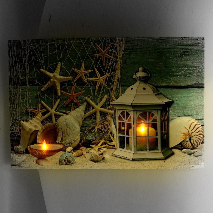Quadro "mare" con led lanterna cm60x2,3x40