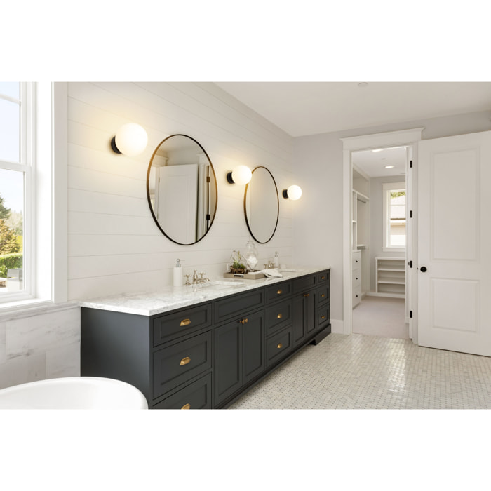 Forlight Giro - Lámpara de Techo para Baño con IP44 para Bombilla E14 en Forma de Esfera. Plafón de Techo de Color Negro