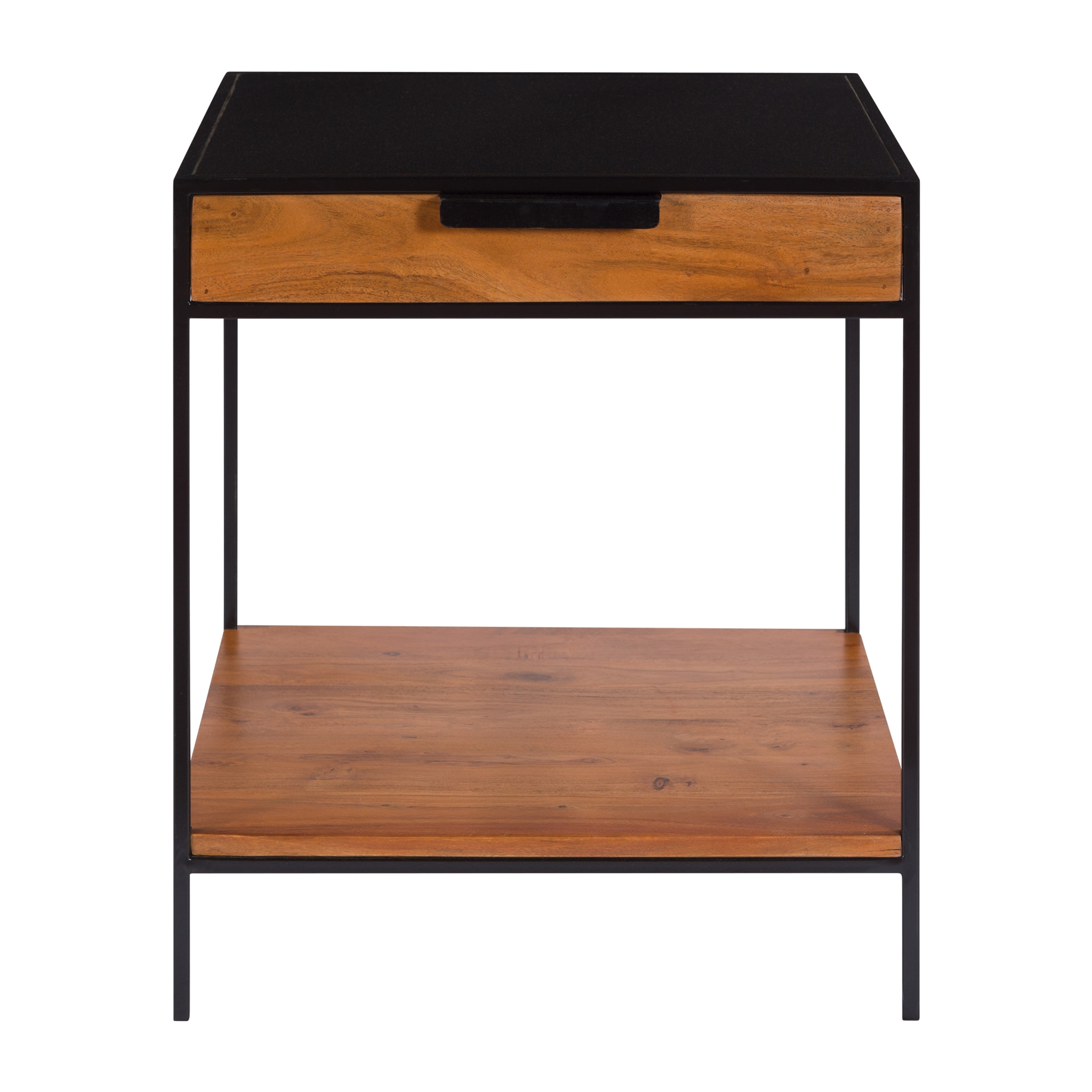 Table de chevet 1 tiroir en bois d'acacia et métal - Salama