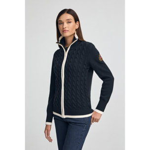 Cardigan blu marino con toppa nautica Polo Club