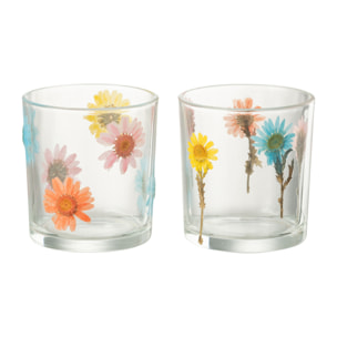 J-Line photophore Posy - verre - transparent/mix - small - 2 pcs