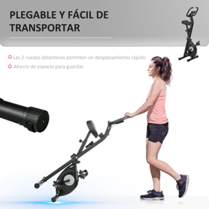 HOMCOM Bicicleta Estática Plegable con 8 Niveles de Resistencia Magnética Bicicleta de Ejercicio Fitness con Pantalla LCD y Asiento Regulable para Casa Oficina 43x85x109 cm Negro