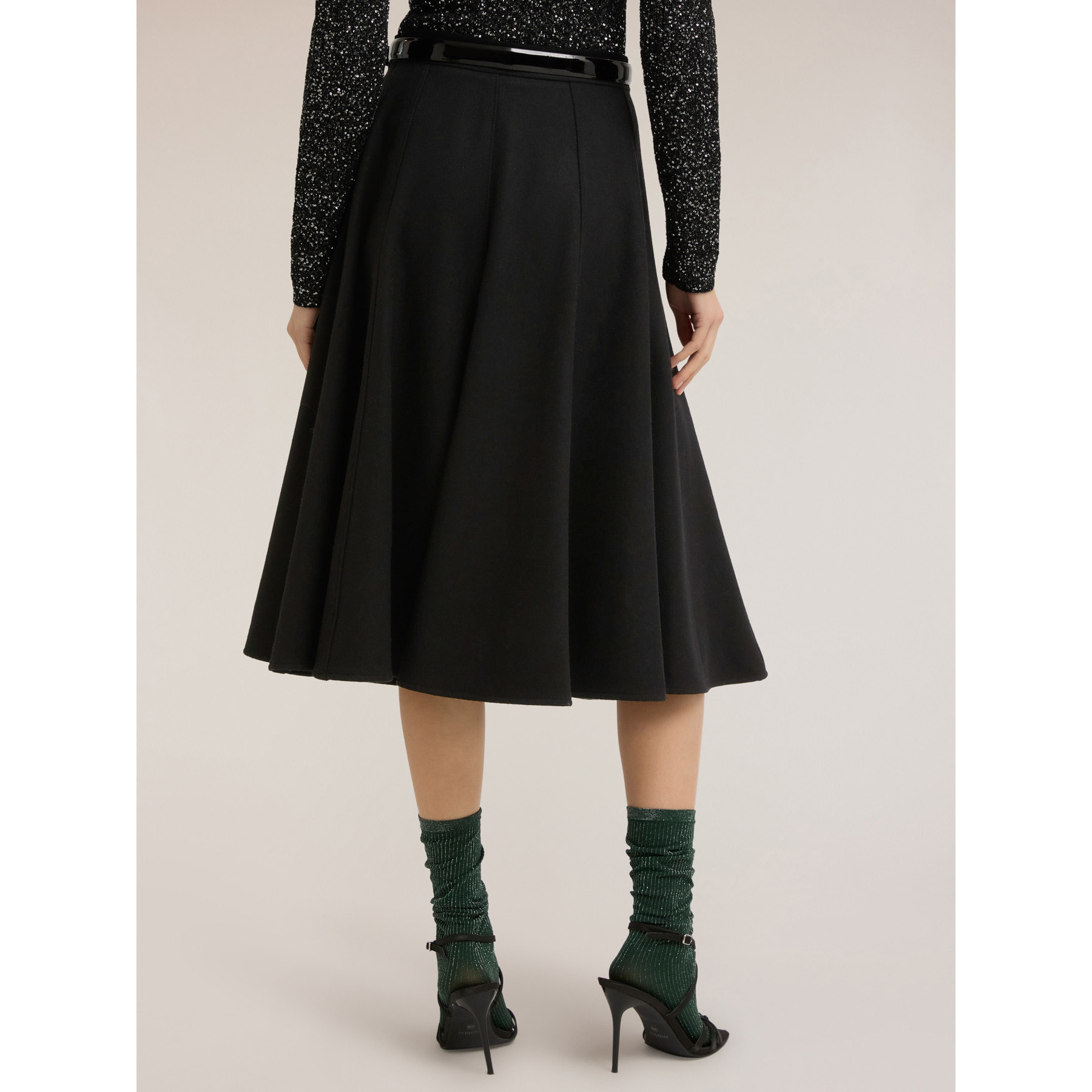 Motivi - Falda midi de paño - Negro