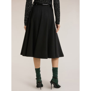 Motivi - Falda midi de paño - Negro