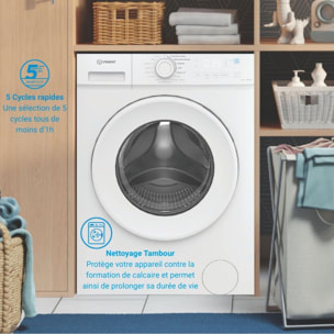 Lave linge hublot INDESIT IMA864MYTIMEFR - 8 kg - 1400 tr/min - Classe A - Moteur induction