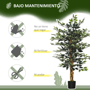 Ficus Artificial con Troncos 130cm Planta Artificial con Macetas y 702 Hojas