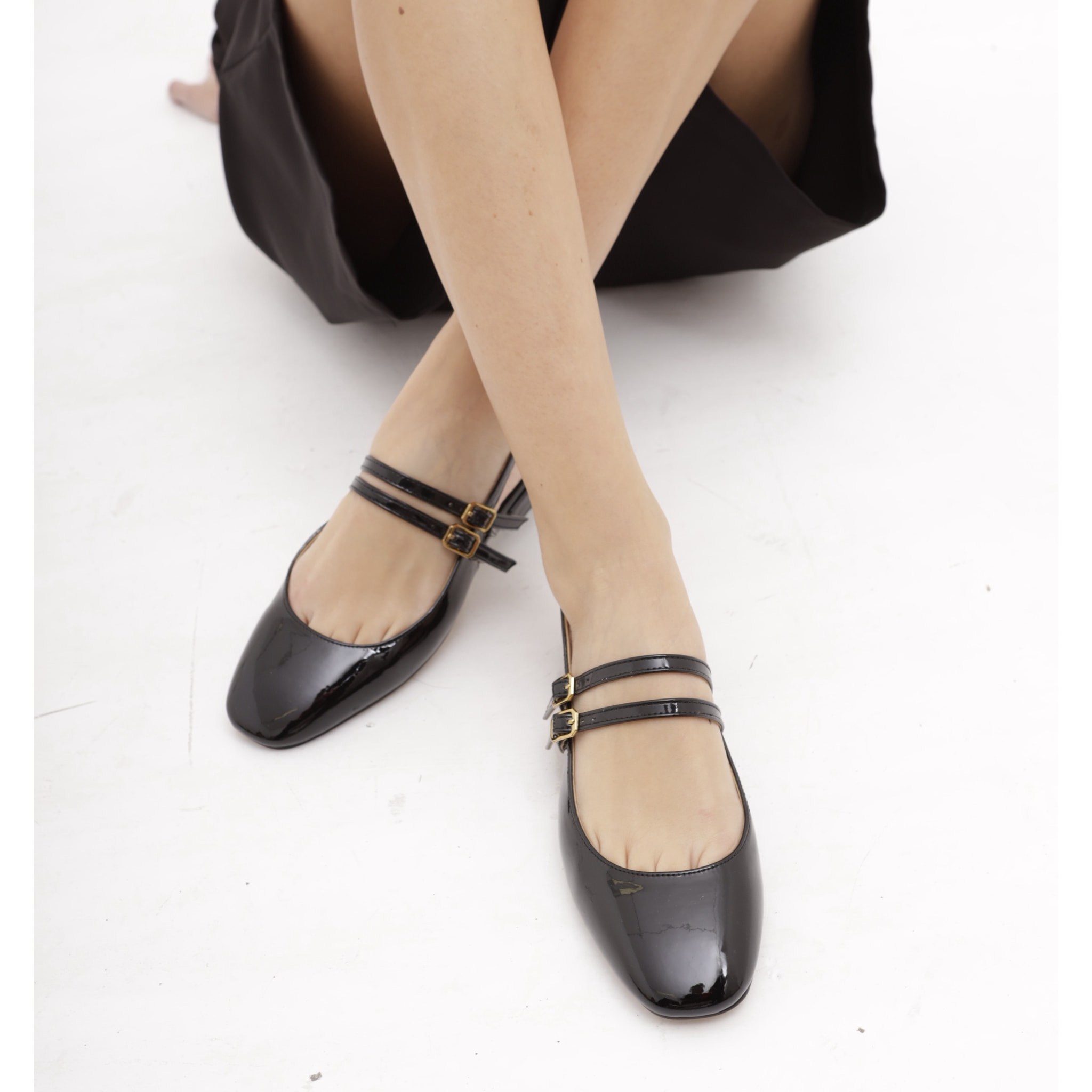 SLINGBACK FLAT NERO