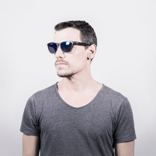 Gafas de sol OCEAN SEA - Negro mate arriba y azul transparente abajo con azul revo