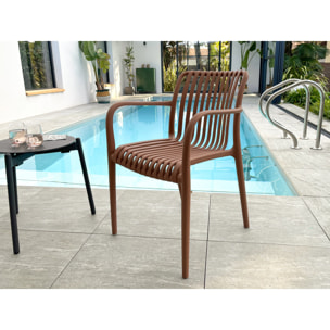 TIAGO - Fauteuil de jardin empilable en Polypropylène terracotta
