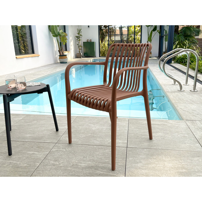 TIAGO - Fauteuil de jardin empilable en Polypropylène terracotta