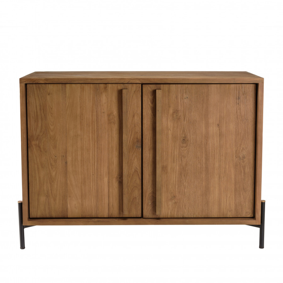 ALIDA - Buffet 2 portes en bois de teck recyclé pieds en métal noir