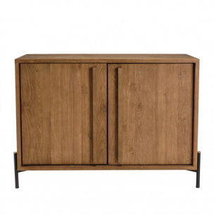 ALIDA - Buffet 2 portes en bois de teck recyclé pieds en métal noir