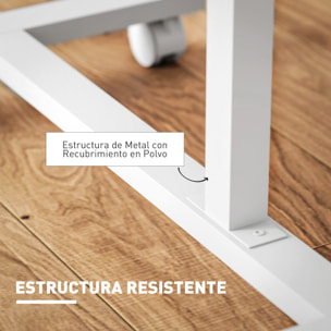 Mesa Auxiliar con Ruedas Mesa para Sofá con Altura Ajustable Superficie Inclinable y Marco de Metal para Dormitorio Salón Oficina 57x40x67,5-101 cm Roble y Blanco