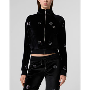 PHILIPP PLEIN Chenille Tracksuit Jacket Mini Monogram Crystal Monogram
