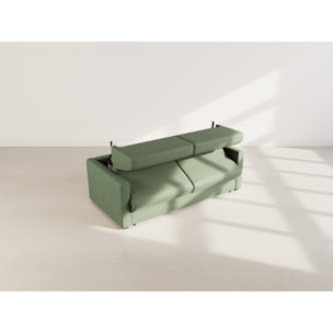 Julia - canapé 3 places convertible express couchage quotidien 140 cm matelas 14 cm en tissu - Vert