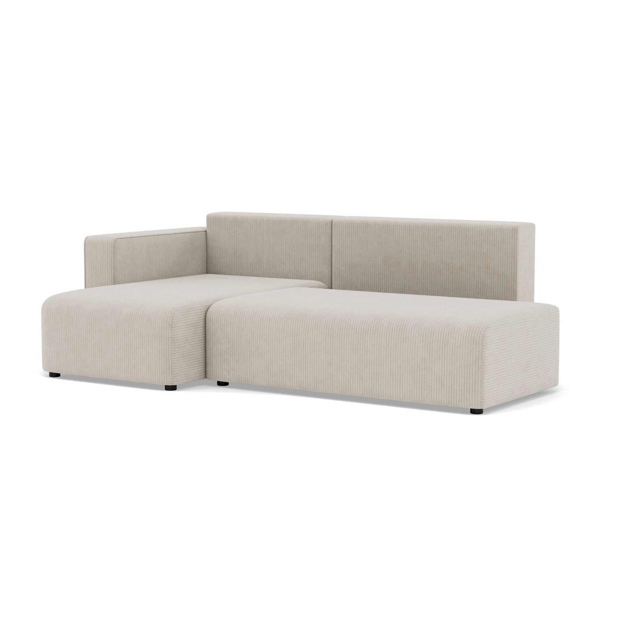 Topaze - canapé d'angle gauche 4 places convertible avec coffre sans accoudoir en velours côtelé - Beige