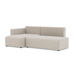 Topaze - canapé d'angle gauche 4 places convertible avec coffre sans accoudoir en velours côtelé - Beige