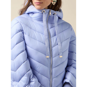 Oltre - Piumino con cappuccio e polsini - Azzurro