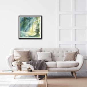 Affiche Bosquet ombragé Affiche + cadre en bois - Noir