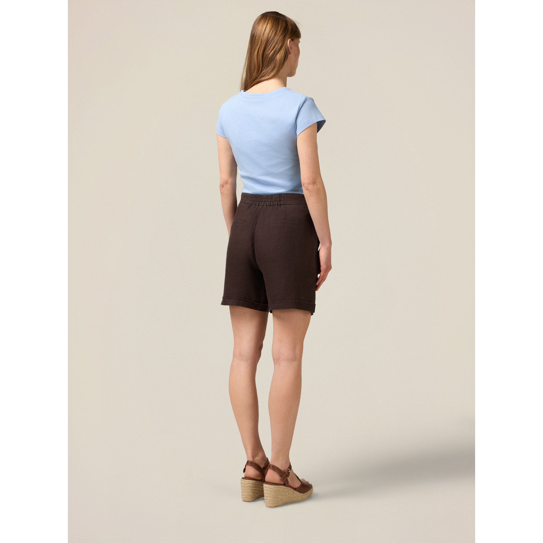 Oltre - Short 100% lino - Marrón
