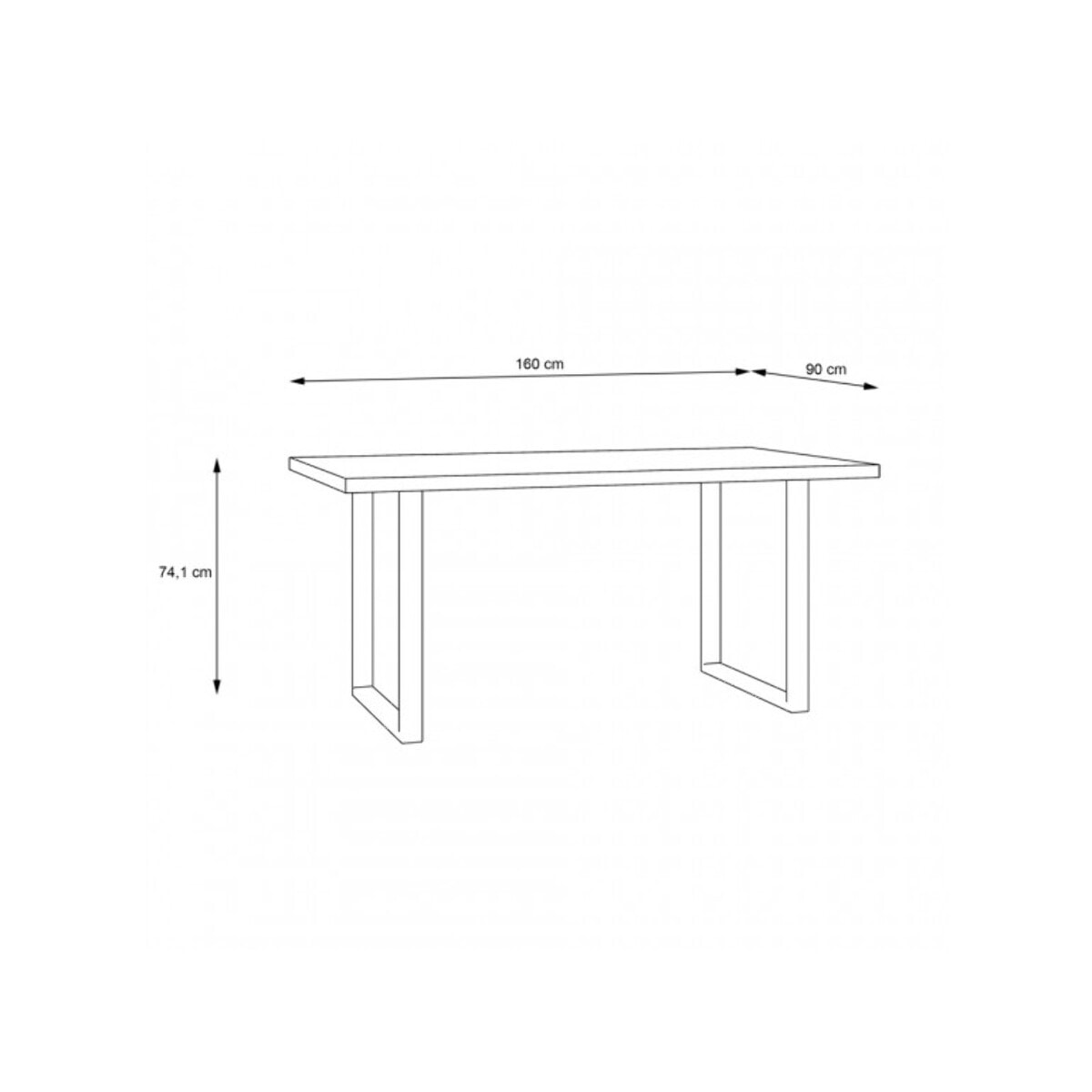 Table de repas fixe en bois effet chêne et noir style industriel L160cm - YAL