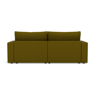 Daryl - canapé d'angle réversible 4 places convertible avec coffre en tissu texturé - Vert