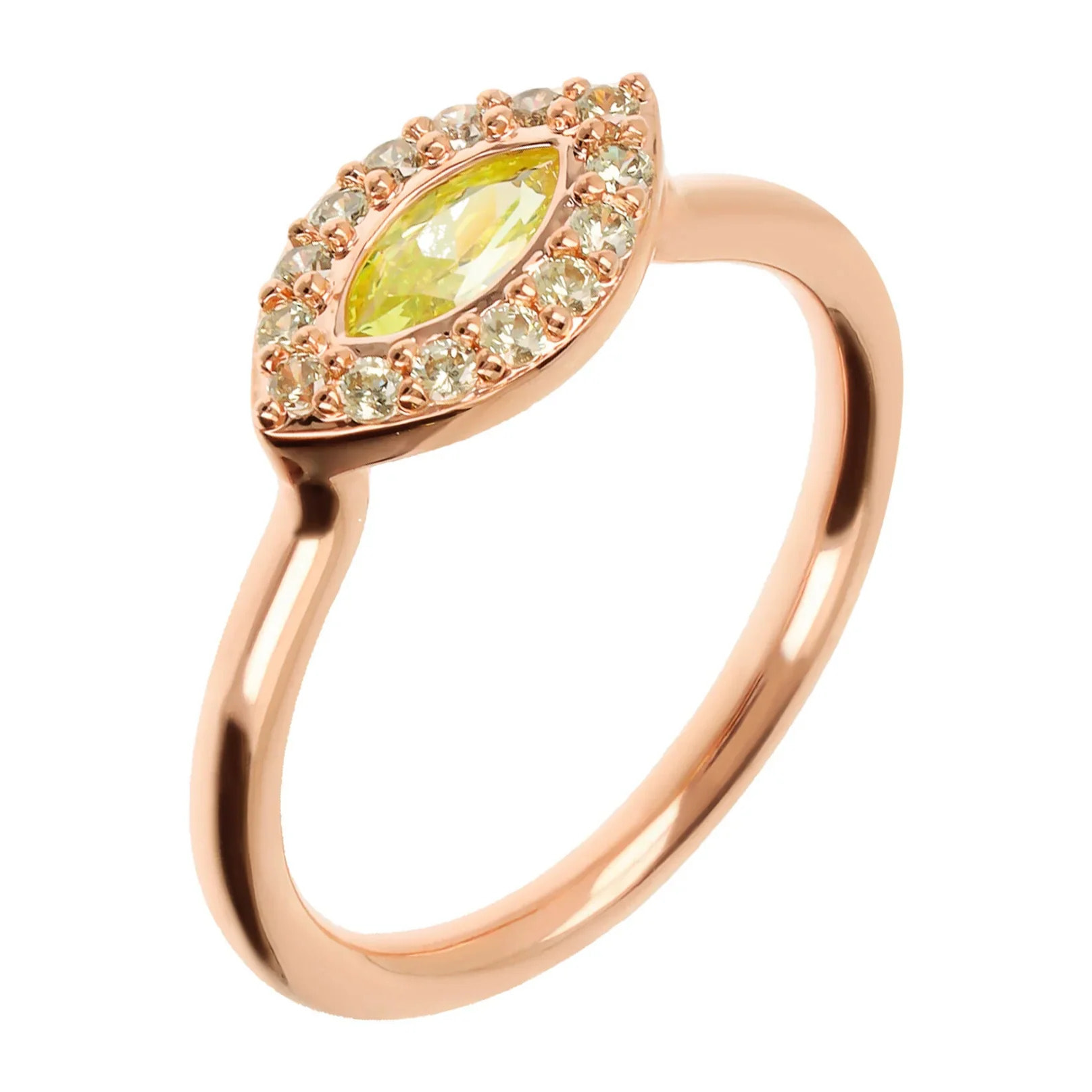 Anello Solitario Marquise con Cubic Zirconia Gialla