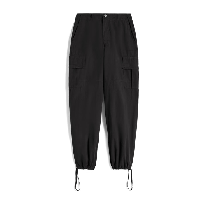 Pantaloni cargo in canvas tinto capo