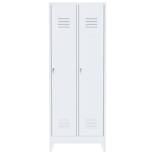 Armadietto Spogliatoio Armadio Sporco Pulito 2 Posti In Lamiera Di Acciaio Salvaspazio Con Chiave Ripiano Appendiabiti Ganci Porta Cartellino Grigio