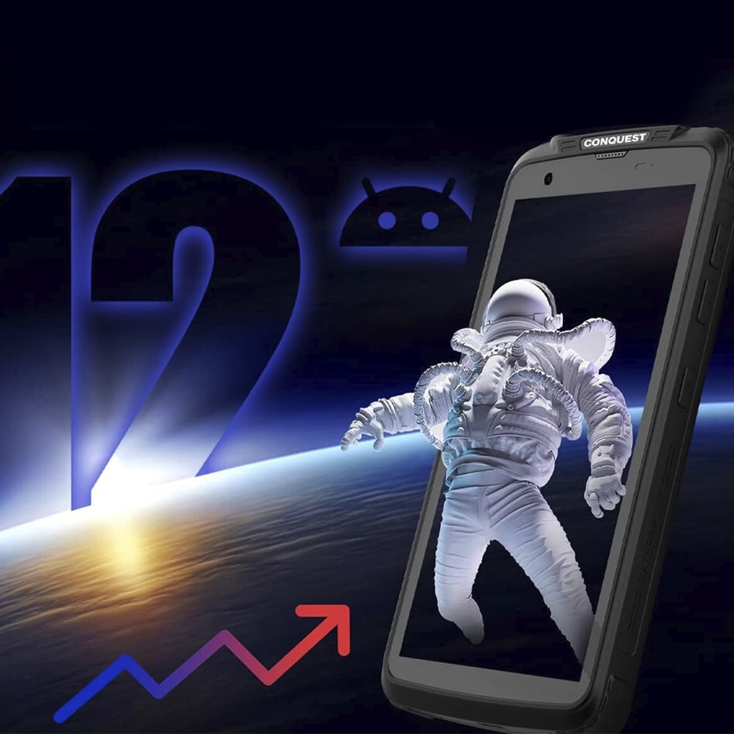 DAM Smartphone robusto  F5 4G, Android 12, 4 GB RAM + 64 GB. Schermo da 5,5''. Visione notturna 48mpx + 8mpx + 13mpx. IP68 3 LIVELLO DI PROVA (Anticaduta, Polvere, Acqua) Walkie Talkie DMR. 7,6x1,9x15,9 centimetri. Colore nero