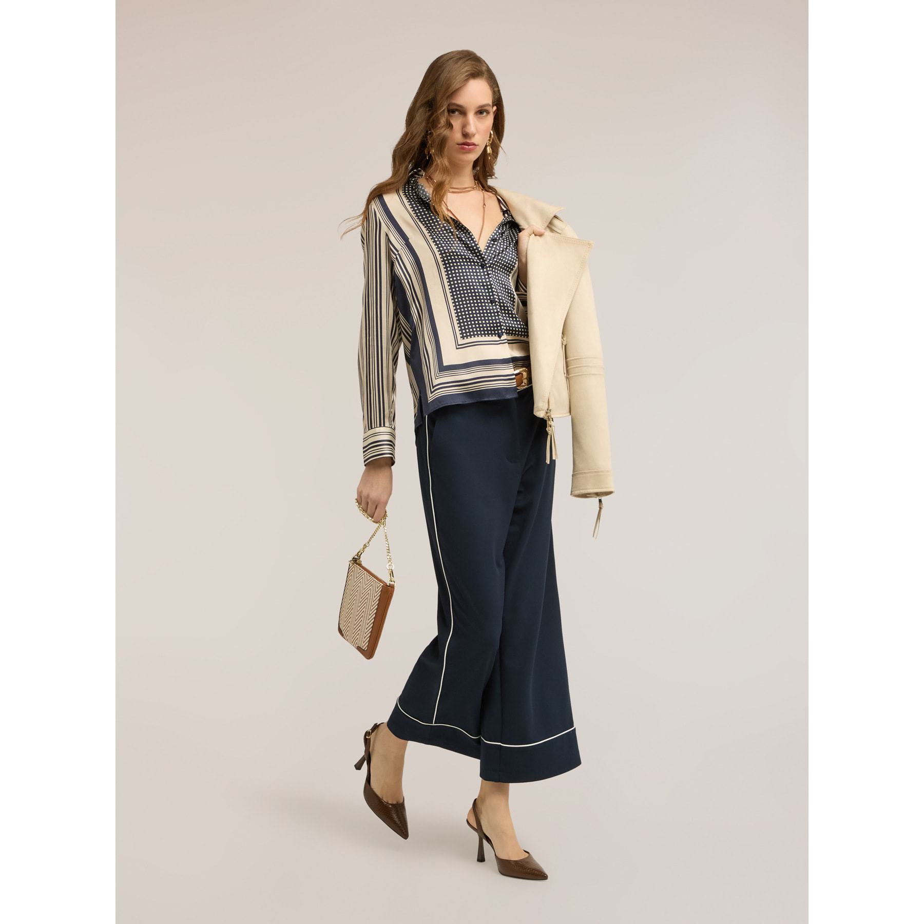 Motivi - Camicia in raso fantasia foulard - Blu