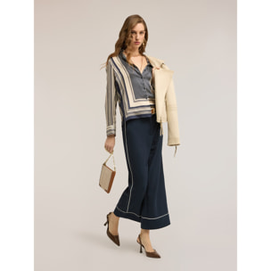 Motivi - Camicia in raso fantasia foulard - Blu