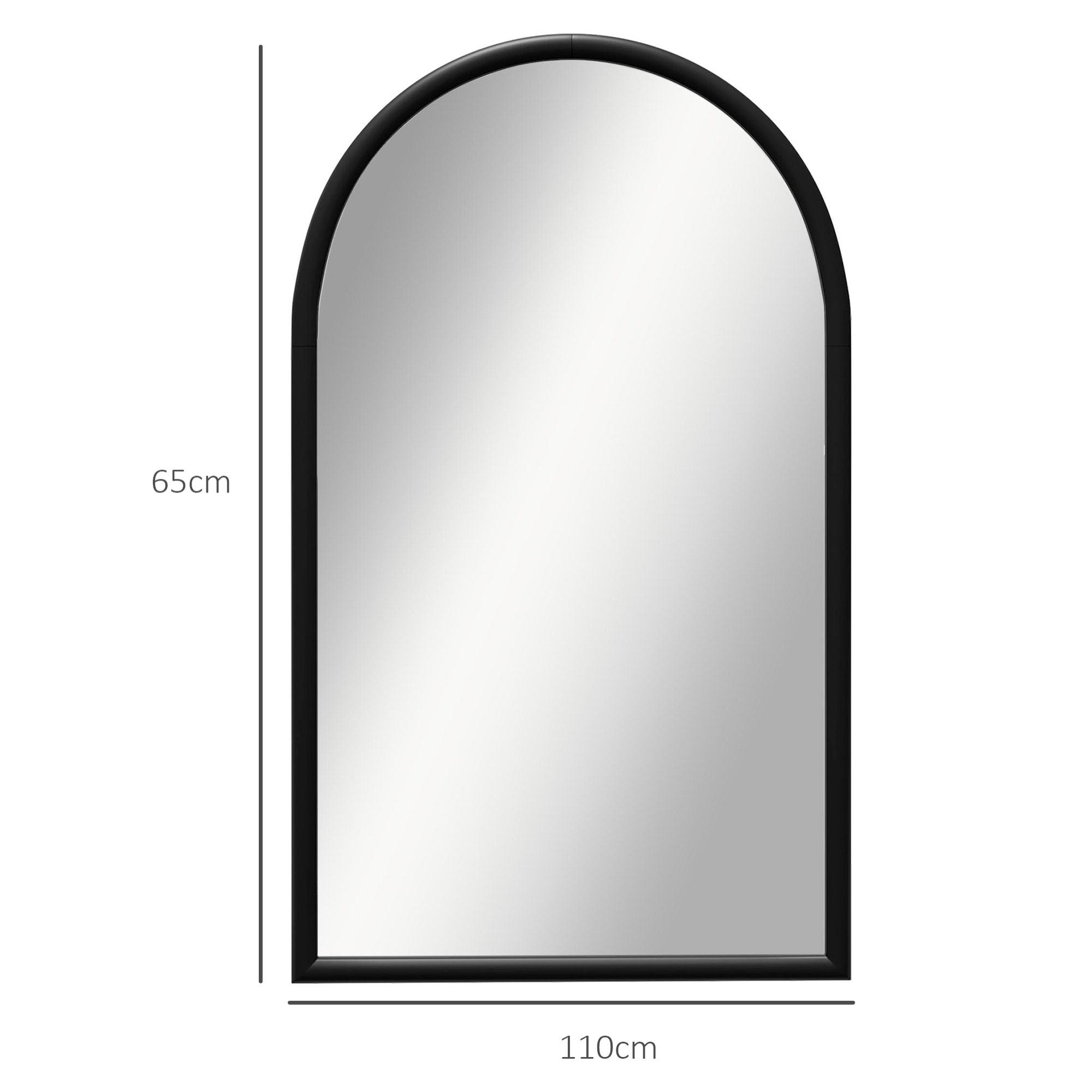 Miroir mural arche bois 110 x 65 cm noir