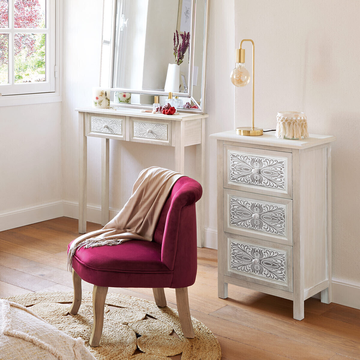 Lampe "Keli" dorée - métal H45 cm