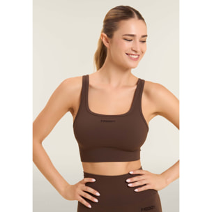 Top sportivo seamless supporto medio con inserti a costine