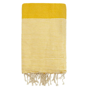 Fouta nid d’abeille traditionnelle - Mikanda Tournesol - 100x200cm - 190g/m²