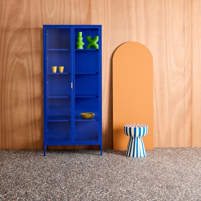 Buffet, vaisselier acier et verre trempé 2 portes 180cm ARKANSAS