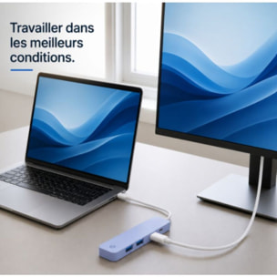 Hub USB C ESSENTIELB 4 en 1 USB C Violet - Vr