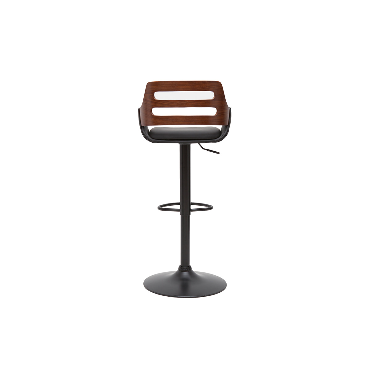 Tabouret de bar relevable design noir et noyer PERNIK