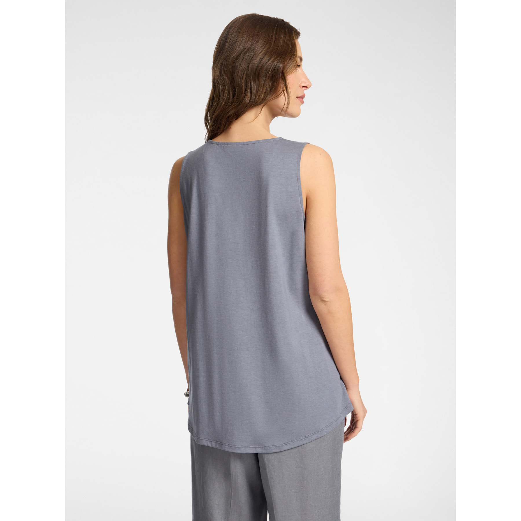 Elena Mirò - Top misto lyocell con scollo a V - Grigio