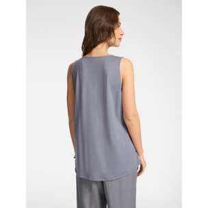 Elena Mirò - Top misto lyocell con scollo a V - Grigio