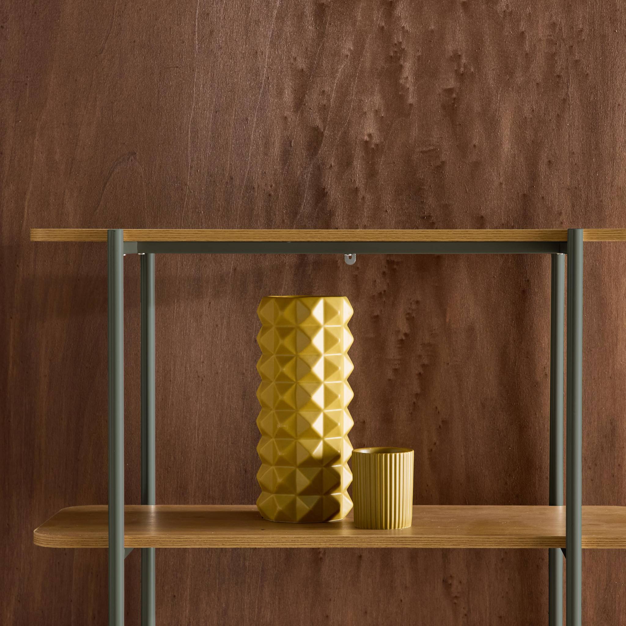 Etagère bibliothèque métal courbé et décor bois 6 niveaux MOLTO