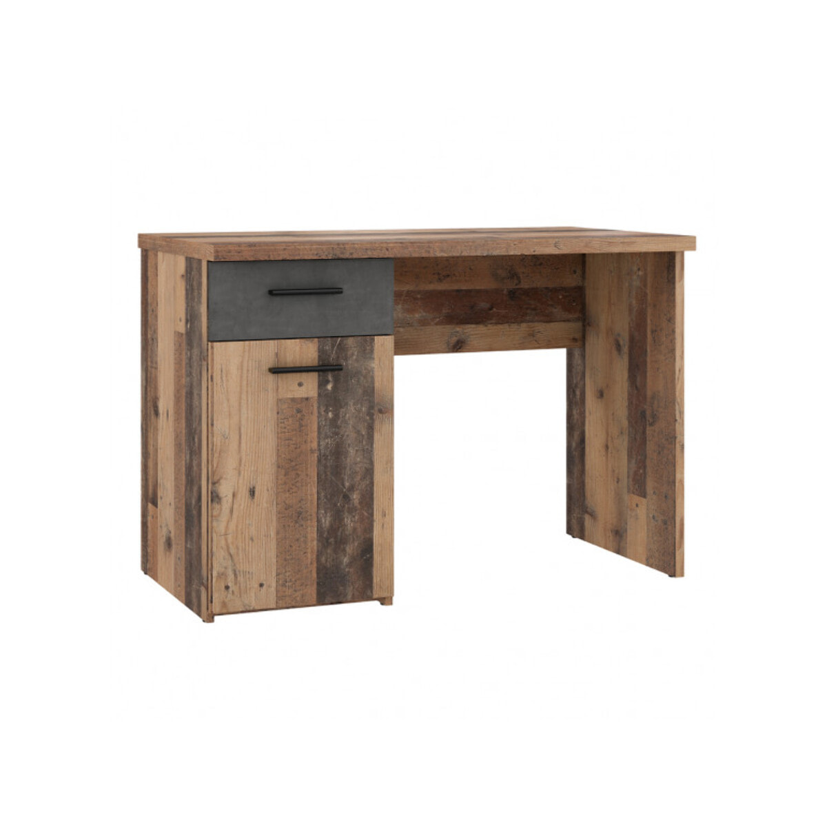 Bureau droit L110 cm avec rangement en bois effet vintage - TOM