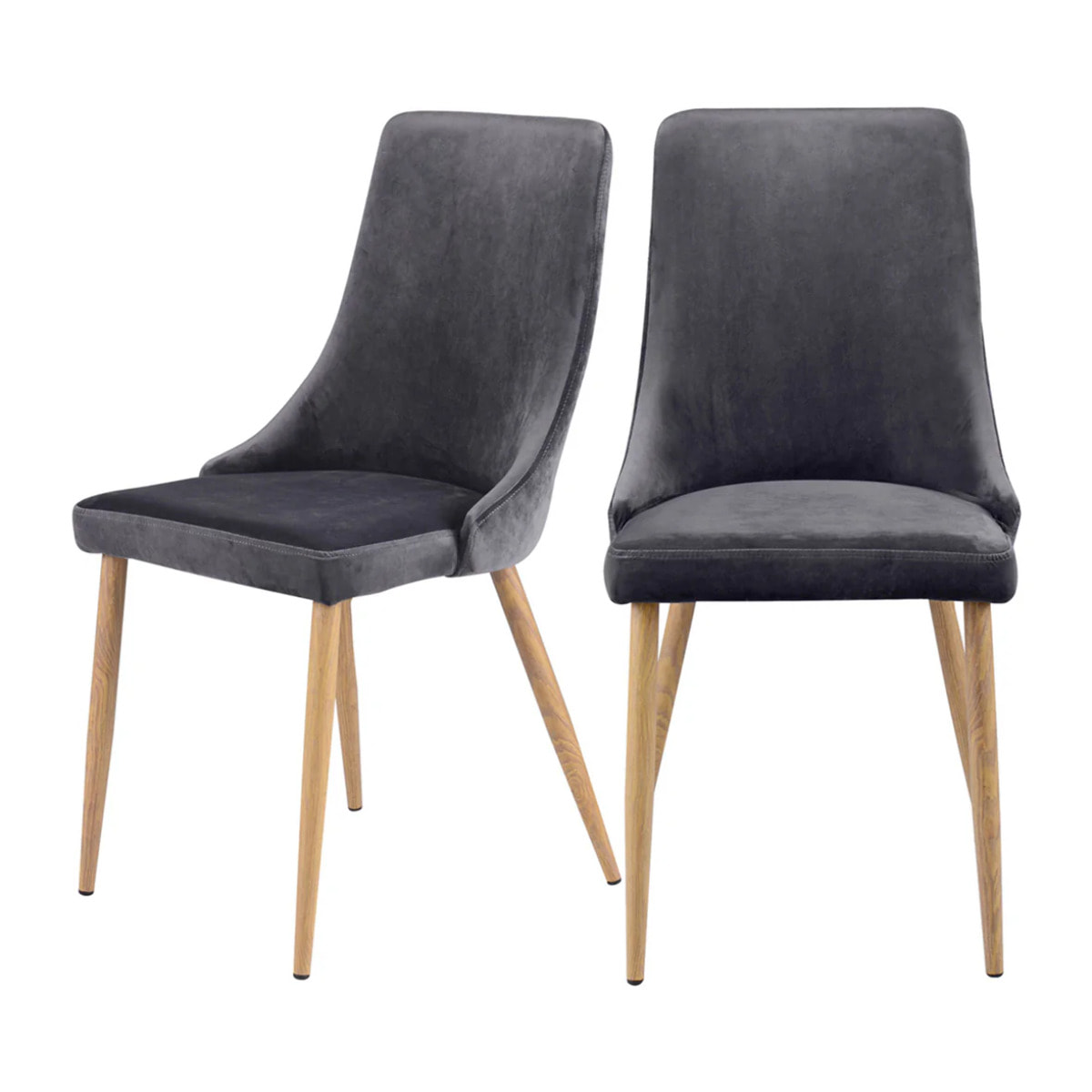 Lot de 2 chaises en velours gris - Vinni