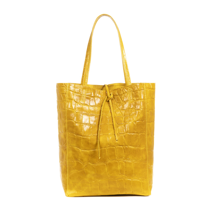 Sefora Borsa Shopper Donna.Pelle autentica Velours Stampa Coccodrillo Grande