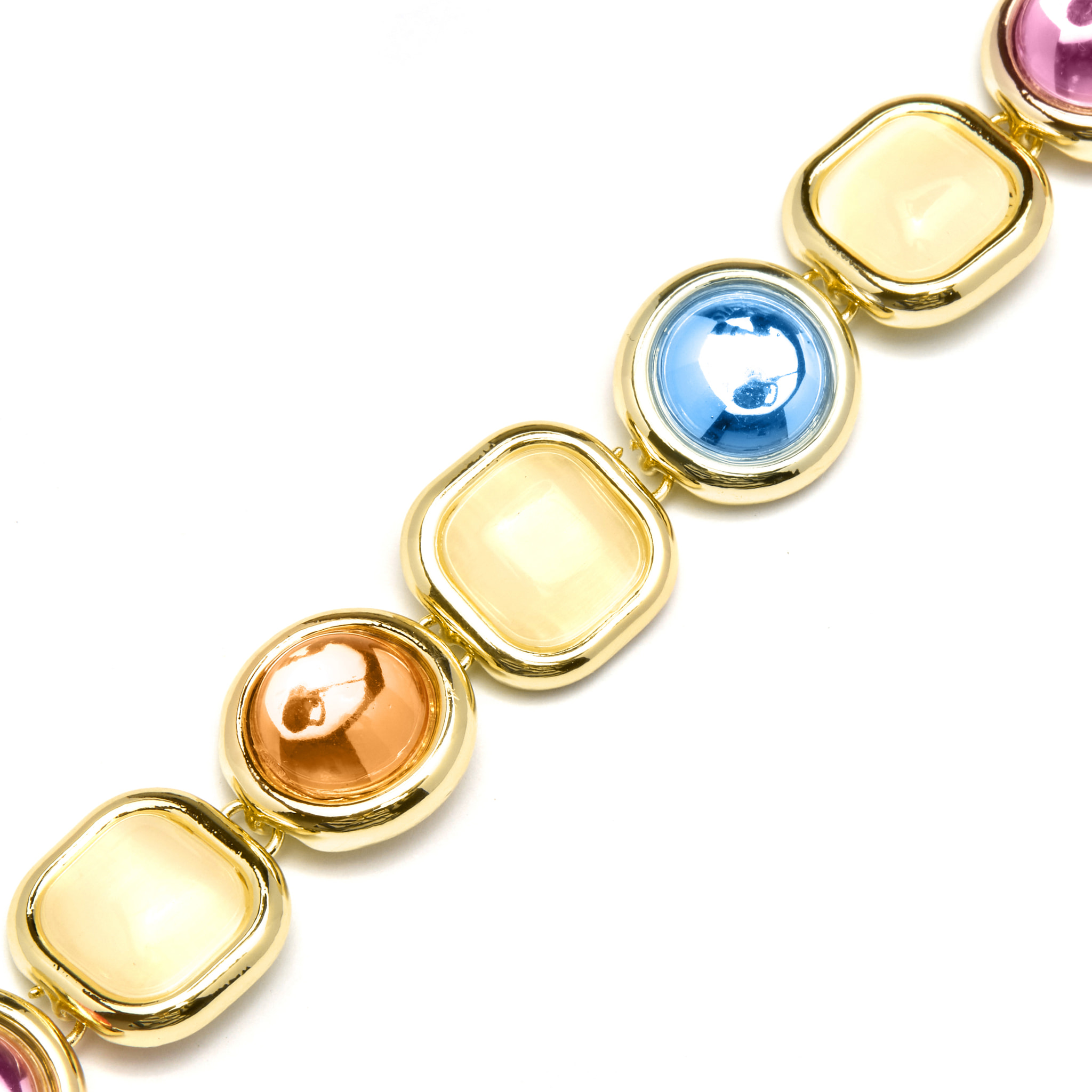 Pulsera de Cristal Multicolor acabada en oro amarillo de 18K