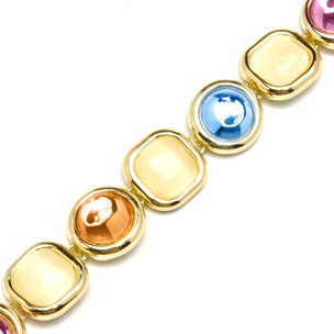 Pulsera de Cristal Multicolor acabada en oro amarillo de 18K
