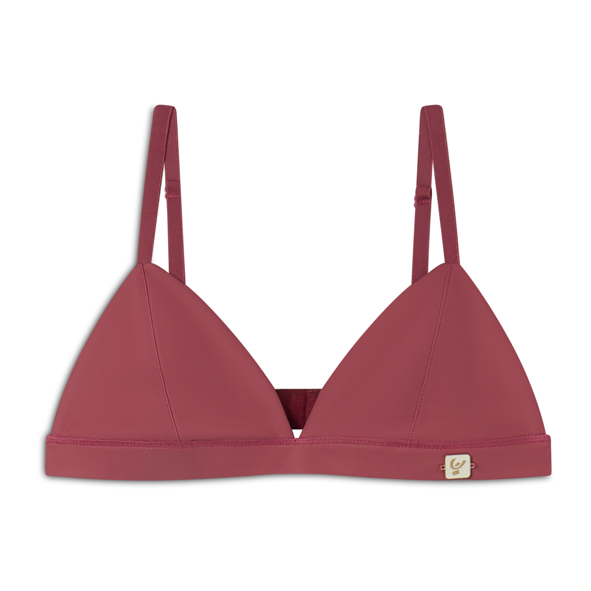 Top a triangolo in similpelle laminata